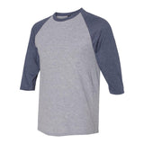 6755 Anvil Triblend Raglan Three-Quarter Sleeve T-Shirt Heather Grey/ Heather Navy