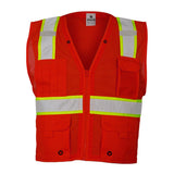 B100-111 Kishigo EV Series® Enhanced Visibility Multi-Pocket Mesh Vest Red/Lime - B103