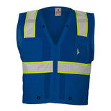 B100-111 Kishigo EV Series® Enhanced Visibility Multi-Pocket Mesh Vest Royal Blue/ Lime - B102