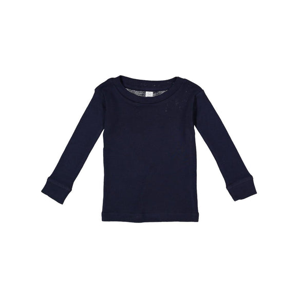 101Z Rabbit Skins Infant Baby Rib Pajama Long Sleeve Top Navy