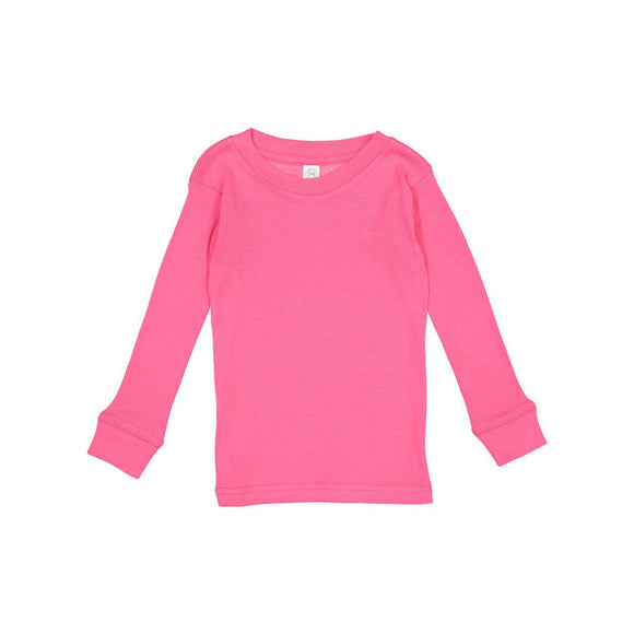 201Z Rabbit Skins Toddler Baby Rib Pajama Long Sleeve Top Hot Pink