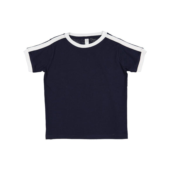 3032 Rabbit Skins Toddler Retro Ringer Fine Jersey Tee Navy/ White