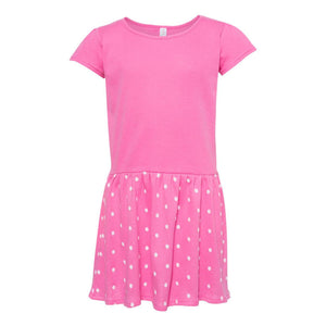 5323 Rabbit Skins Toddler Baby Rib Dress Raspberry/ Raspberry Dot