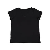 3832 LAT Women's Curvy Retro Ringer Premium Jersey V-Neck Tee Black/ White