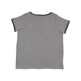 3832 LAT Women's Curvy Retro Ringer Premium Jersey V-Neck Tee Granite Heather/ Vintage Smoke