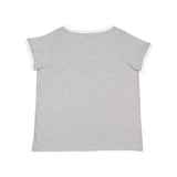 3832 LAT Women's Curvy Retro Ringer Premium Jersey V-Neck Tee Heather/ White