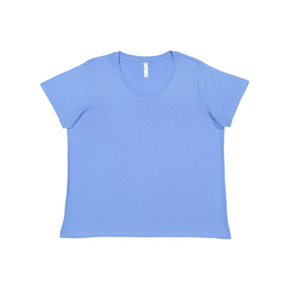 3804 LAT Curvy Collection Women's Scoop Neck Premium Jersey Tee Carolina Blue