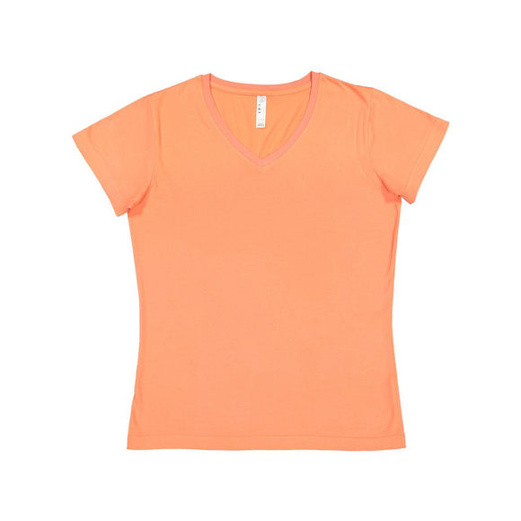 3507 LAT Women's Fine Jersey V-Neck Tee Papaya