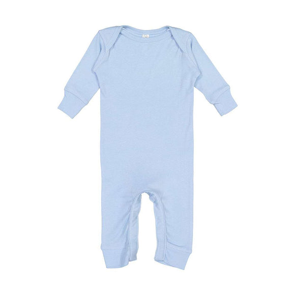 4412 Rabbit Skins Infant Long Legged Baby Rib Bodysuit Light Blue