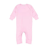 4412 Rabbit Skins Infant Long Legged Baby Rib Bodysuit Pink