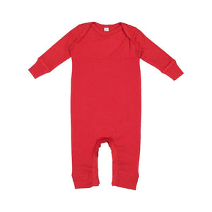 4412 Rabbit Skins Infant Long Legged Baby Rib Bodysuit Red