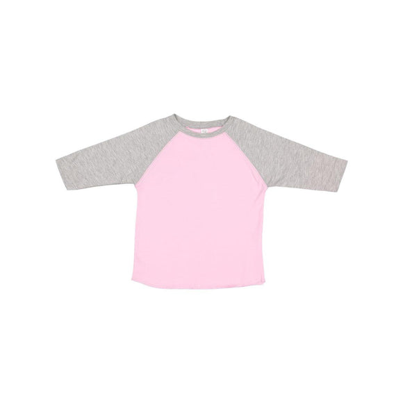 3330 Rabbit Skins Toddler Baseball Fine Jersey Three-Quarter Sleeve Tee Pink/ Vintage Heather