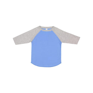 3330 Rabbit Skins Toddler Baseball Fine Jersey Three-Quarter Sleeve Tee Carolina Blue/ Vintage Heather