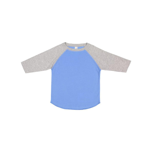 3330 Rabbit Skins Toddler Baseball Fine Jersey Three-Quarter Sleeve Tee Carolina Blue/ Vintage Heather