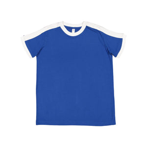 6132 LAT Youth Retro Ringer Fine Jersey Tee Royal/ White