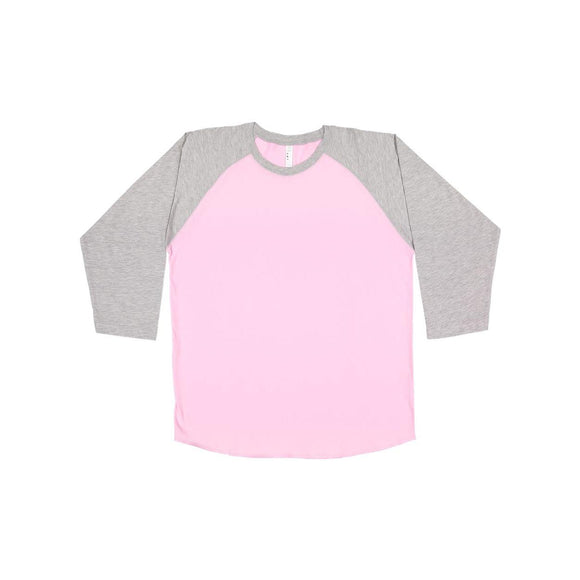 6930 LAT Baseball Fine Jersey Three-Quarter Sleeve Tee Pink/ Vintage Heather