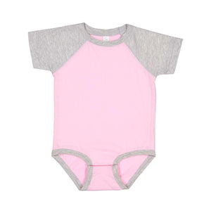 4430 Rabbit Skins Infant Baseball Fine Jersey Bodysuit Pink/ Vintage Heather