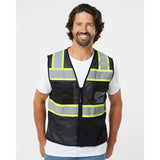 B150-156 Kishigo EV Series® Enhanced Visibility 3 Pocket Mesh Vest Black/ Lime - B150