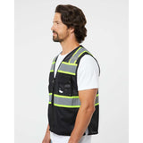 B150-156 Kishigo EV Series® Enhanced Visibility 3 Pocket Mesh Vest Black/ Lime - B150