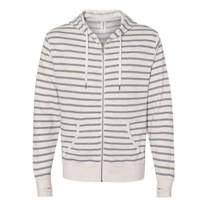 PRM90HTZ Independent Trading Co. Heathered French Terry Full-Zip Hooded Sweatshirt Oatmeal Heather/ Salt & Pepper Stripe