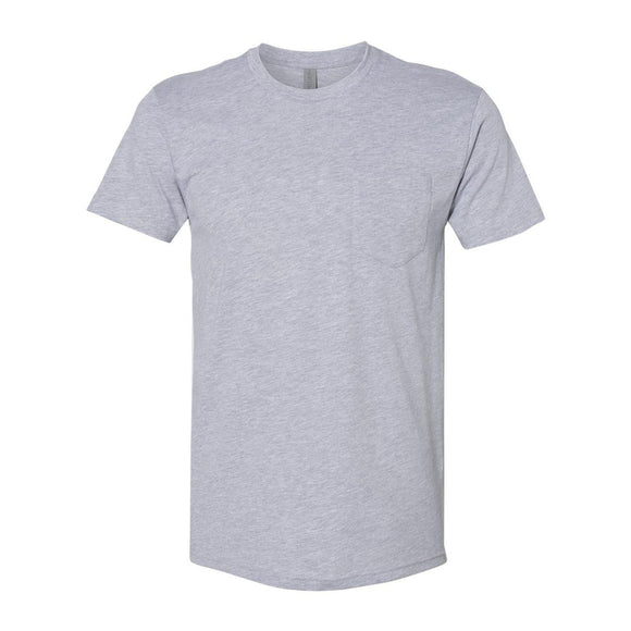 3605 Next Level Unisex Cotton Pocket T-Shirt Heather Grey