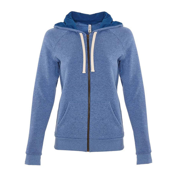 9603 Next Level Women's Malibu Raglan Full-Zip Hoodie Heather Bay Blue