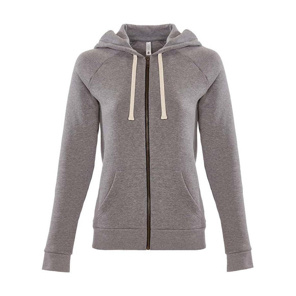 9603 Next Level Women's Malibu Raglan Full-Zip Hoodie Heather Grey