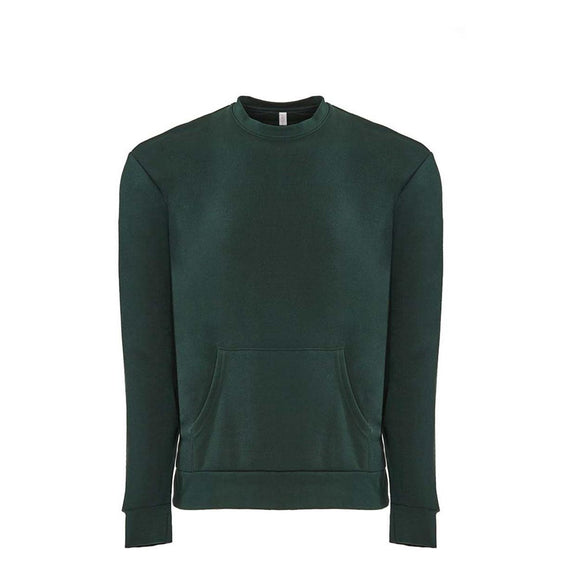 9001 Next Level Unisex Santa Cruz Pocket Crewneck Sweatshirt Forest Green