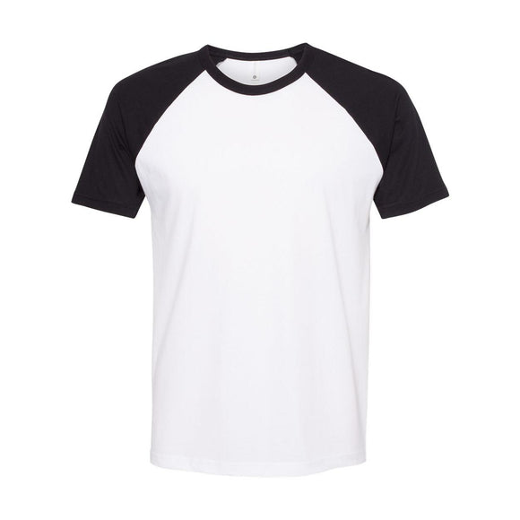 3650 Next Level Unisex Cotton Raglan T-Shirt Black/ White