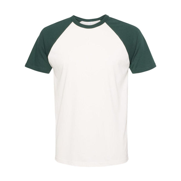 3650 Next Level Unisex Cotton Raglan T-Shirt Forest Green/ Natural