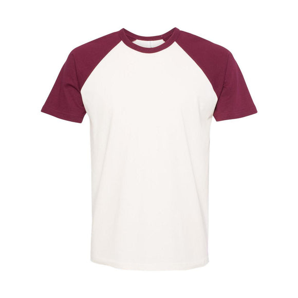 3650 Next Level Unisex Cotton Raglan T-Shirt Maroon/ Natural