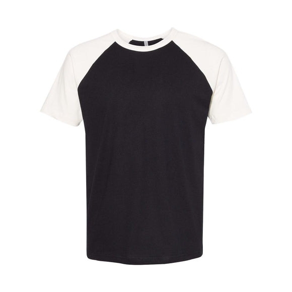 3650 Next Level Unisex Cotton Raglan T-Shirt Natural/ Black