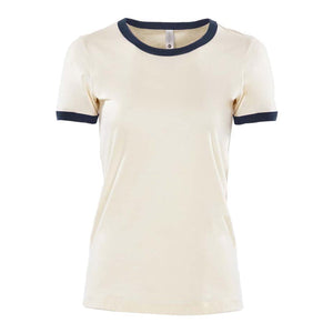 3904 Next Level Women's Ringer Tee Natural/ Midnight Navy