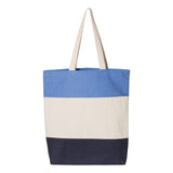 Q125900 Q-Tees 11L Tri-Color Tote Navy/ Natural/ Carolina Blue