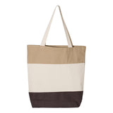 Q125900 Q-Tees 11L Tri-Color Tote Chocolate/ Natural/ Khaki