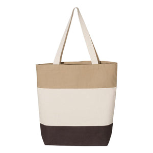 Q125900 Q-Tees 11L Tri-Color Tote Chocolate/ Natural/ Khaki