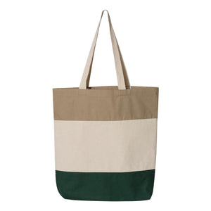 Q125900 Q-Tees 11L Tri-Color Tote Forest/ Natural/ Khaki