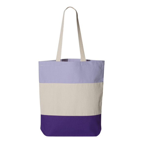 Q125900 Q-Tees 11L Tri-Color Tote Purple/ Natural/ Lavender