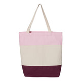 Q125900 Q-Tees 11L Tri-Color Tote Maroon/ Natural/ Light Pink