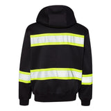 B310-313 Kishigo EV Series® Enhanced Visibility Full-Zip Hooded Sweatshirt Black/ Lime