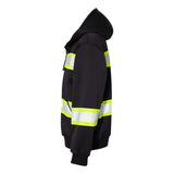 B310-313 Kishigo EV Series® Enhanced Visibility Full-Zip Hooded Sweatshirt Black/ Lime