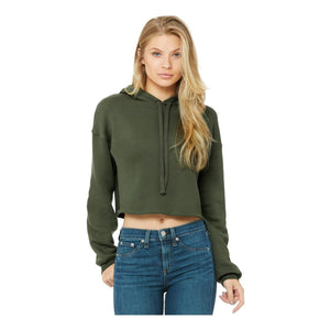 7502 BELLA + CANVAS Women's Crop Fleece Hoodie Military Green