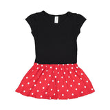 5323 Rabbit Skins Toddler Baby Rib Dress Black/ Red Dots