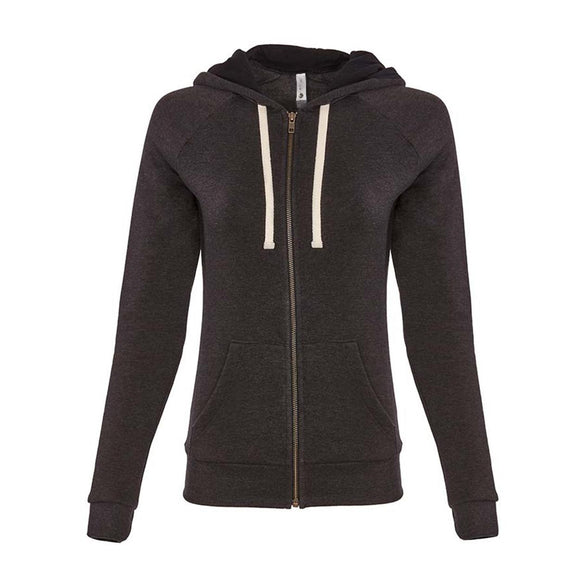 9603 Next Level Women's Malibu Raglan Full-Zip Hoodie Heather Black