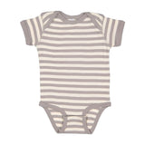 4400 Rabbit Skins Infant Baby Rib Bodysuit Titanium/ Natural Stripe