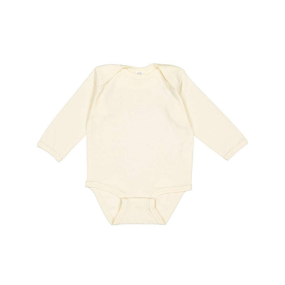 4411 Rabbit Skins Infant Long Sleeve Baby Rib Bodysuit Natural