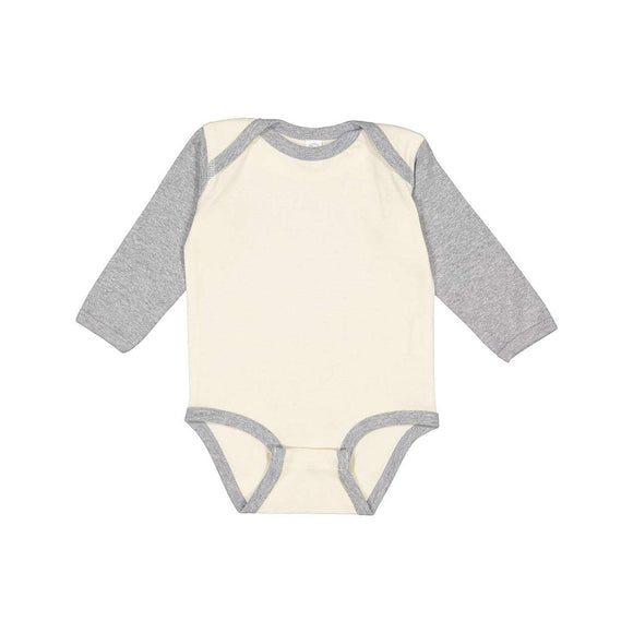 4411 Rabbit Skins Infant Long Sleeve Baby Rib Bodysuit Natural/ Heather