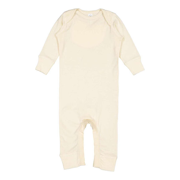 4412 Rabbit Skins Infant Long Legged Baby Rib Bodysuit Natural