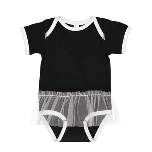 4422 Rabbit Skins Infant Tutu Baby Rib Bodysuit Black/ White