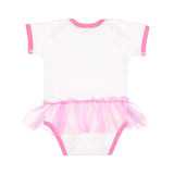 4422 Rabbit Skins Infant Tutu Baby Rib Bodysuit White/ Raspberry